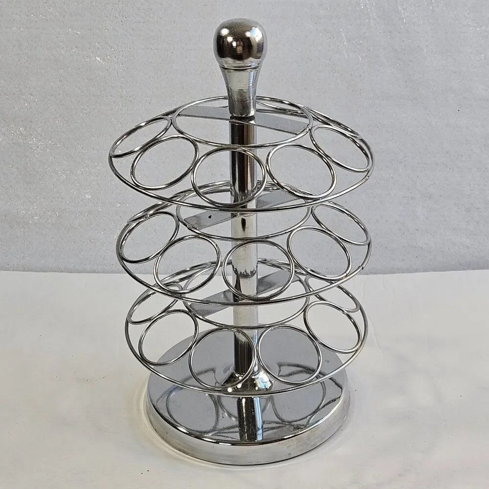 27 K-cup Coffee Pod Holder Swivel Chrome Carousel Stand For Keurig Coffeemaker